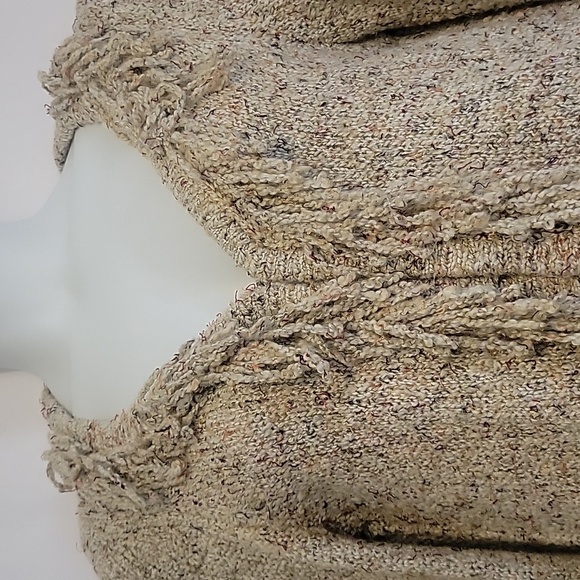 Christopher& Banks Fringe Cardigan Womens Large Cream One Hook Closure Comfy - Picture 2 of 7